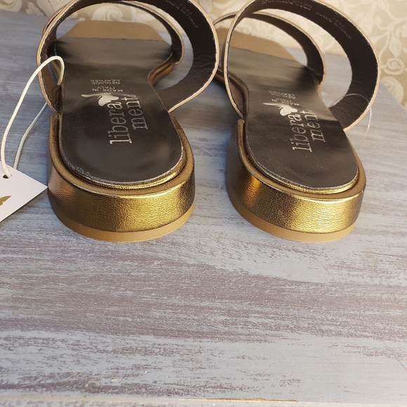 Libera Mente Gold/Brown Leather Sandals from Italy Size 8½ NWT (Sb2) - Picture 4 of 9